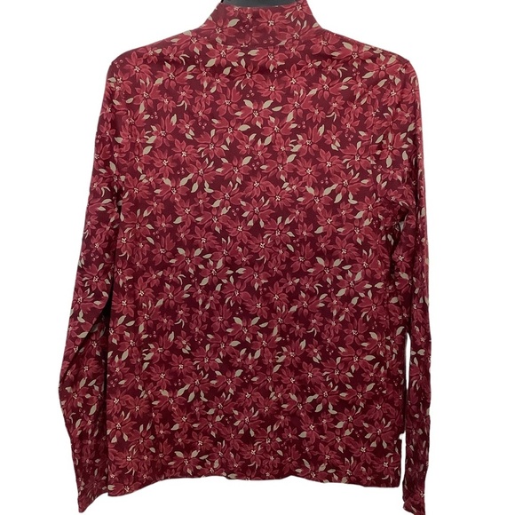 Croft & Barrow Medium 8 - 10 Mockneck Shirt Flowers Wine Tan Long Sleeve NWT - Picture 3 of 9